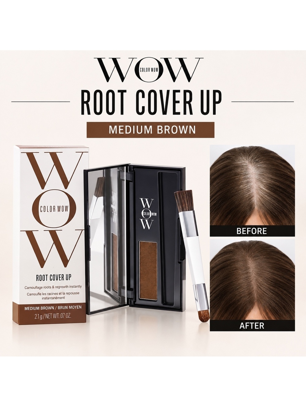 NEW Color Wow Root Cover Up • Medium Brown • Water/Sweat Proof • New in Box